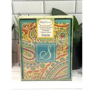 April Cornell Boxed 10 pc Notecards & Envelopes "S" Floral Design 2015